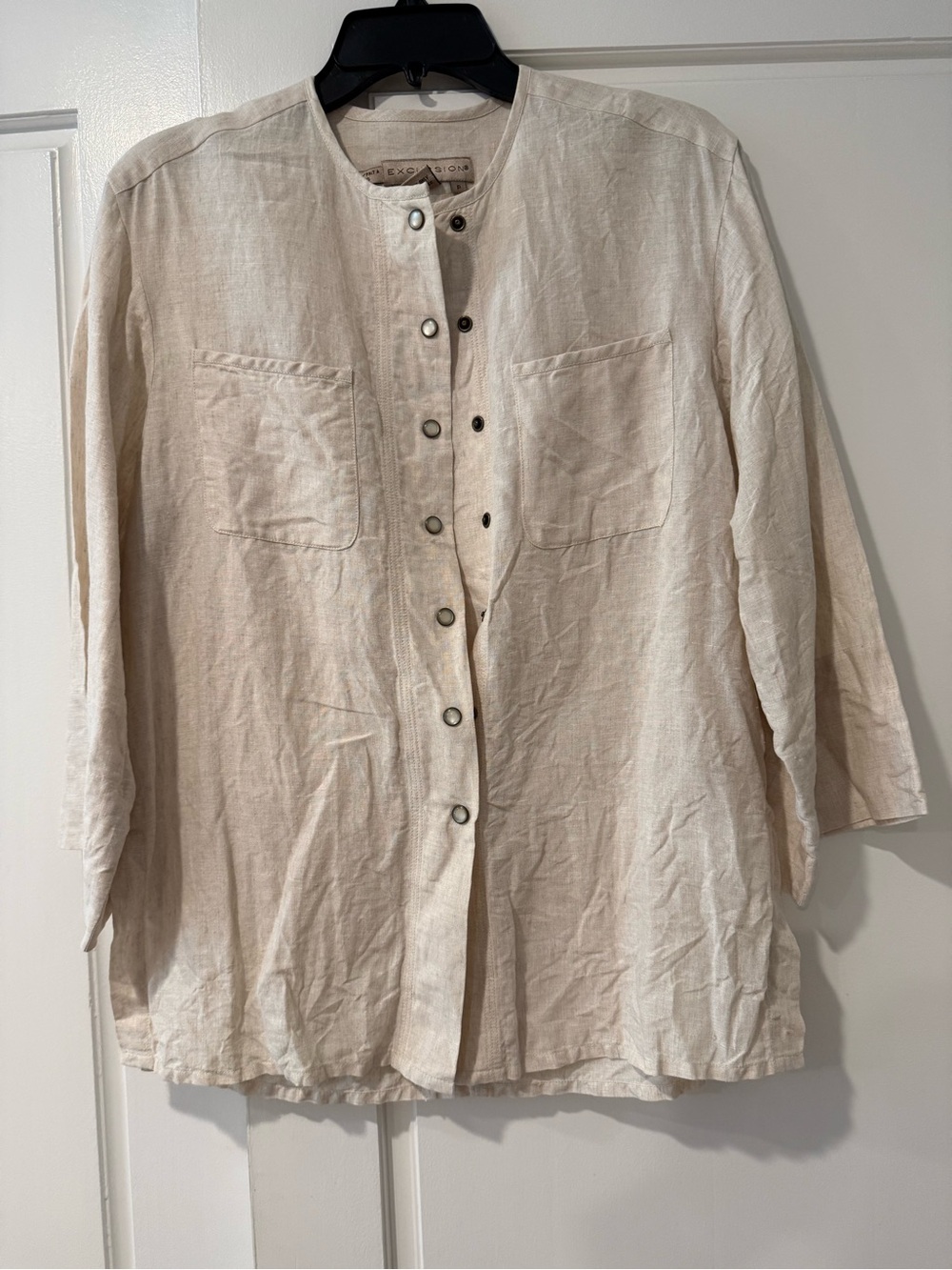 Vintage linen Snap-Front Top in Natural